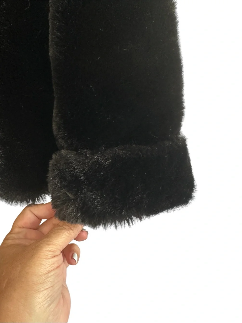 GAP Girls Faux Fur Coat 7-8 Black Mock Collar Soft Jacket Plush Cozy Warm